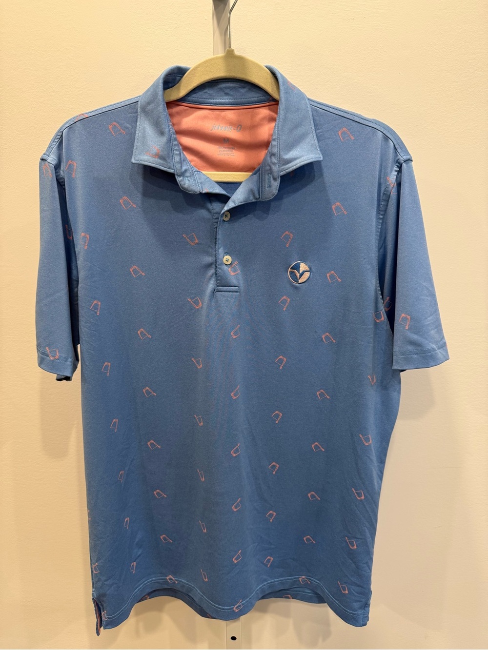 Johnnie O Final Print Men's Blue Short-Sleeve Polo Shirt Size M Golf
